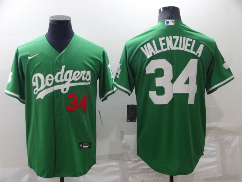 Men's Los Angeles Dodgers #34 Toro Valenzuela Green Stitched Baseball Jersey Men's Los Angeles Dodgers #34 Toro Valenzuela Green Stitched Baseball Jersey